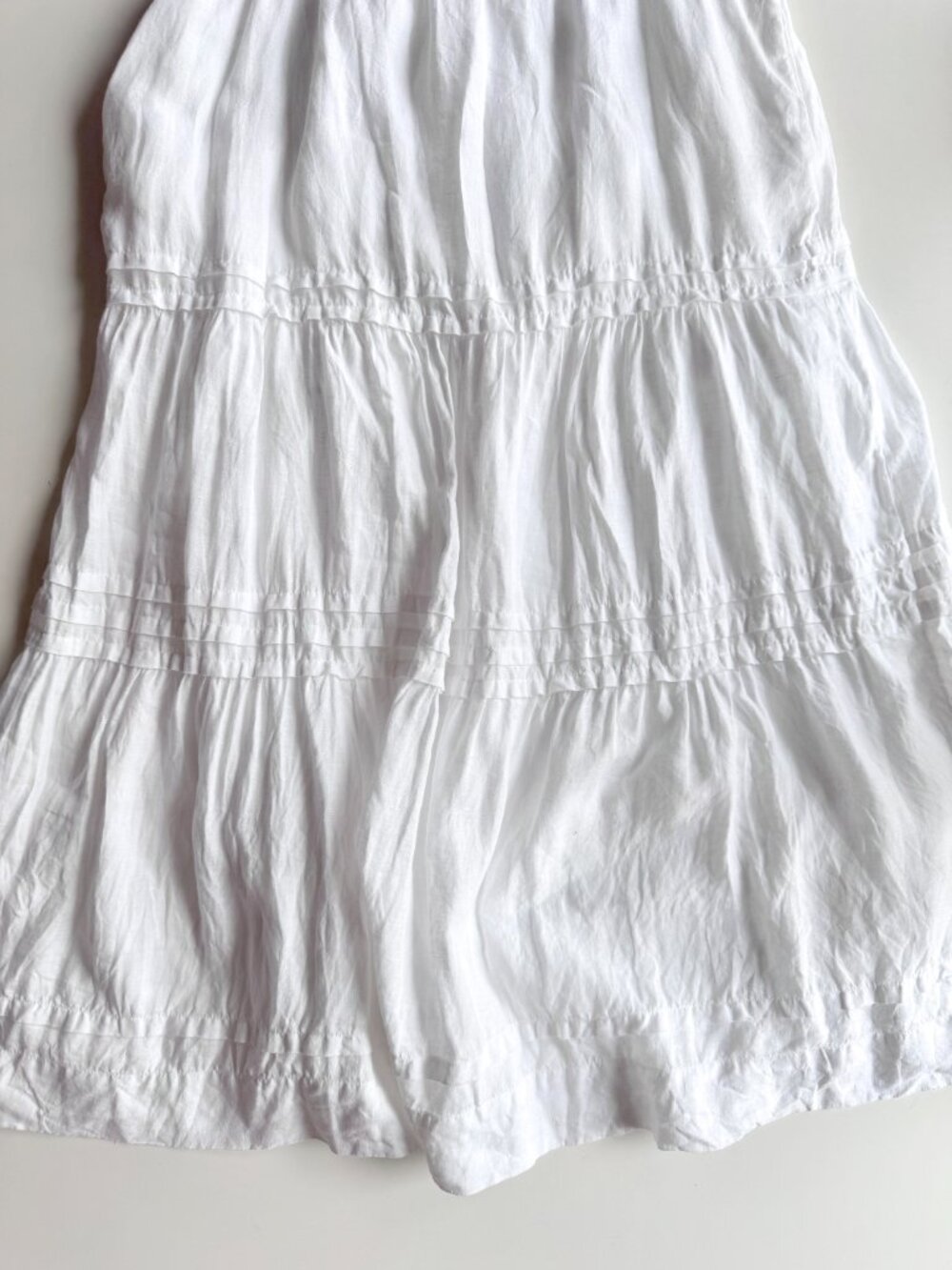 QUINCE White 100% European Linen Tiered A-Line Maxi Dress, Size L - Picture 10 of 14